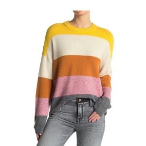 Madewell Crofton Wool Blend Striped Crew Neck Sweater Size L